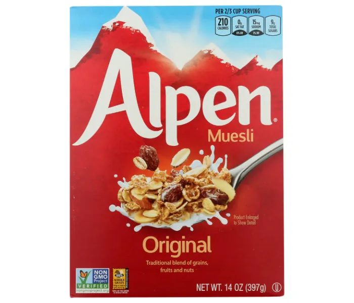 Alpen - Cereal Muesli Original With Raisins, 14 Oz - Pack of 12
