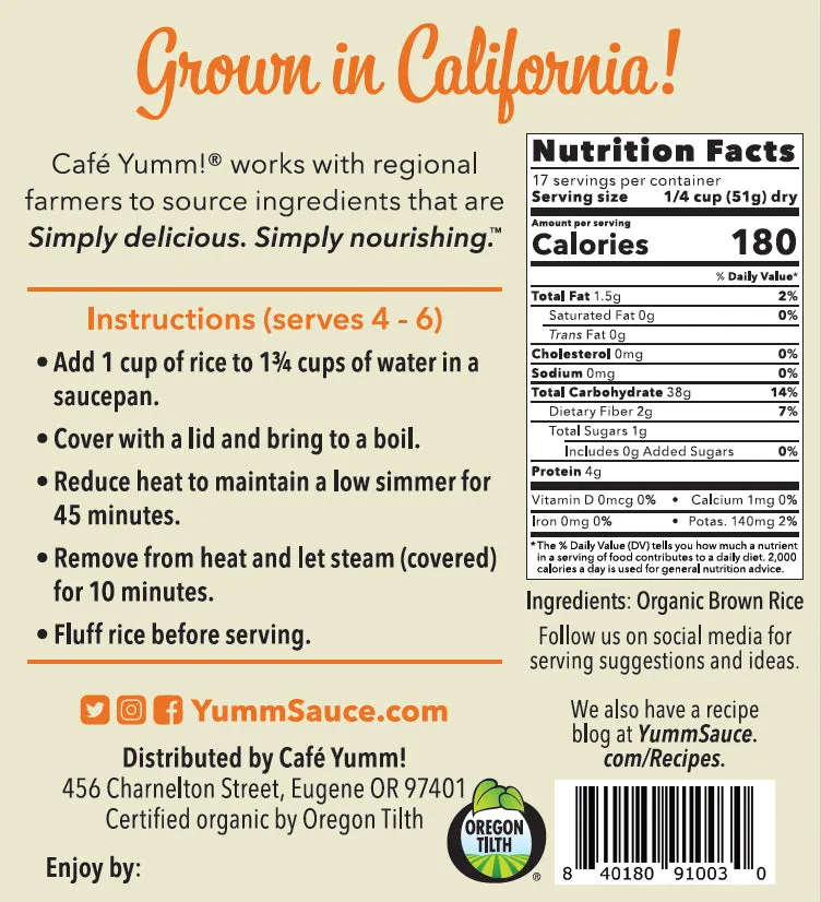 Cafe Yumm!® Organic Brown Rice