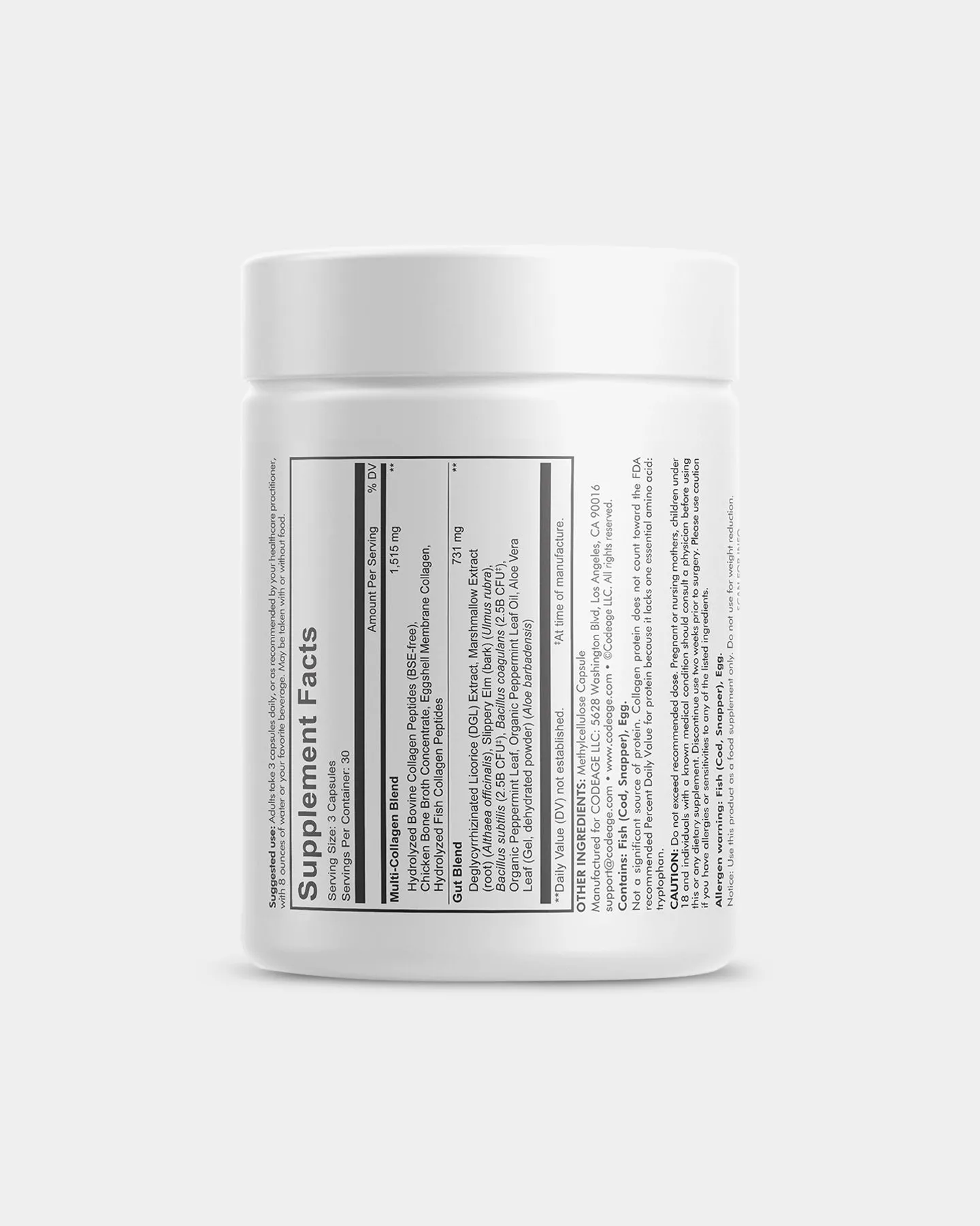 Codeage Multi Collagen Capsules   Gut Health Blend