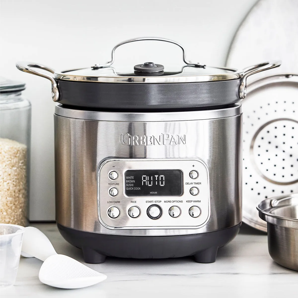 Elite 10-Cup Rice & Grains Cooker | Premiere Stainless Steel