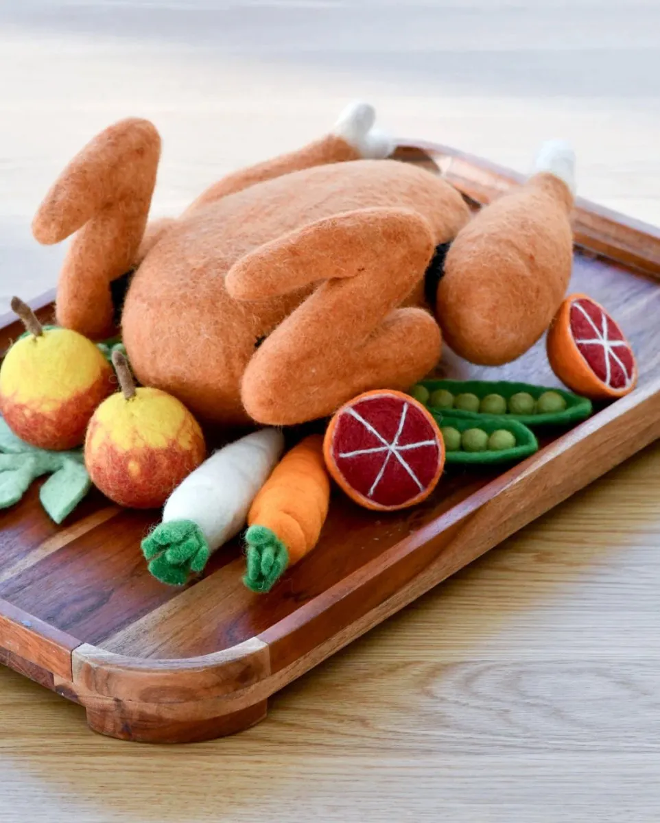 Felt Roast Turkey Play Food Set - Tara Treasures