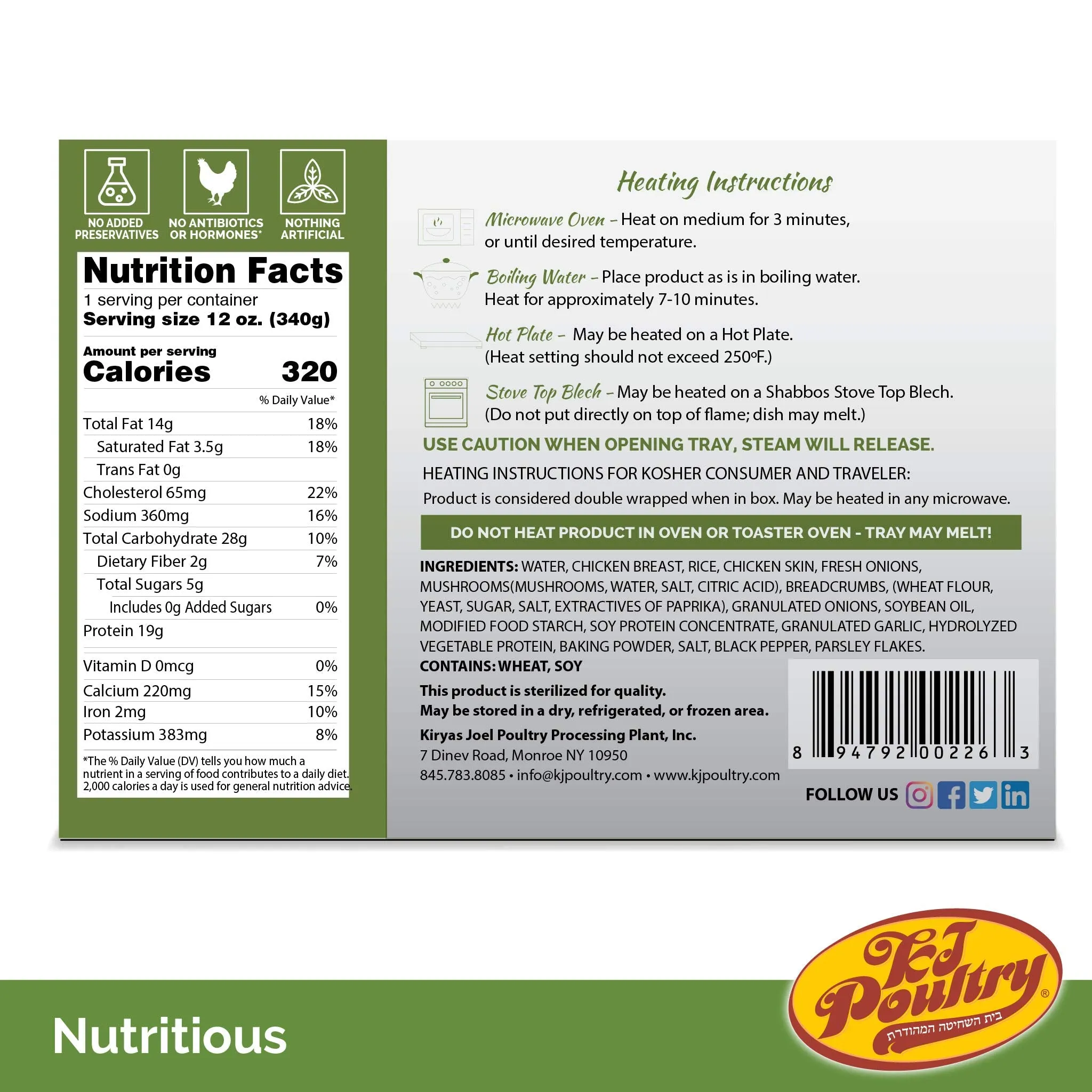 KJ Poultry, Kosher, Chicken Meat Balls and Mushrooms - 3 Pack