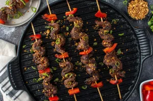 Peanut-Crusted Beef Kebabs