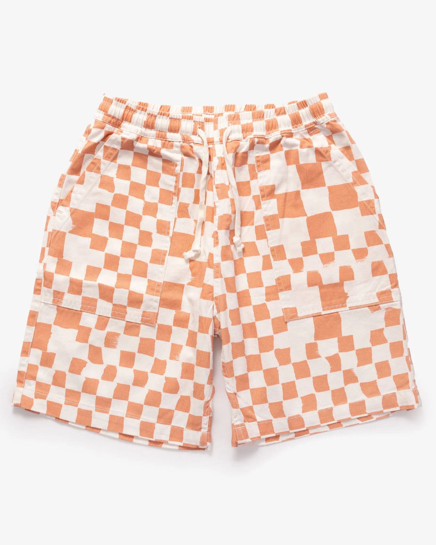 Service Works Drill Printed Chef Shorts - Salmon Checker