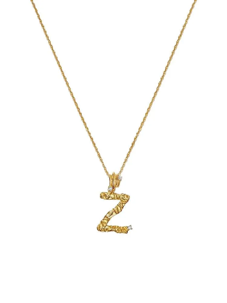 Textured Letter Necklace Style In Europe And America