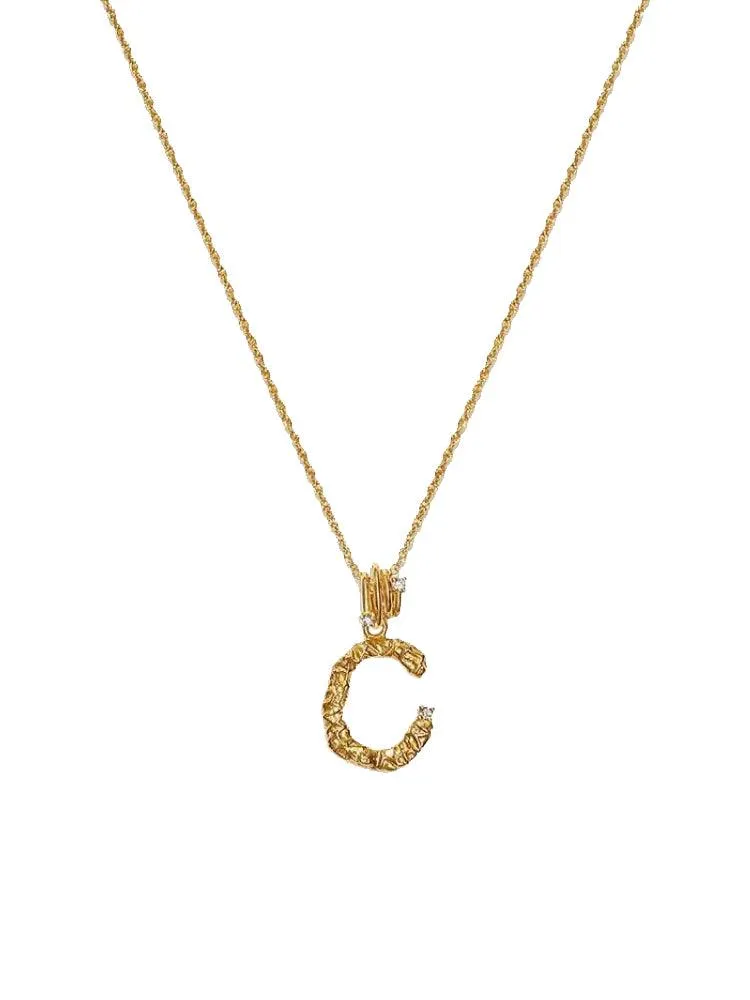 Textured Letter Necklace Style In Europe And America