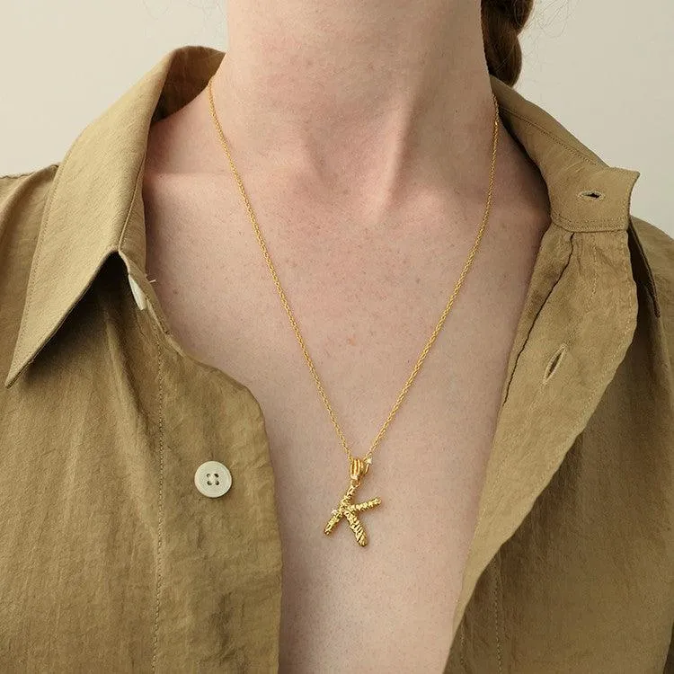 Textured Letter Necklace Style In Europe And America