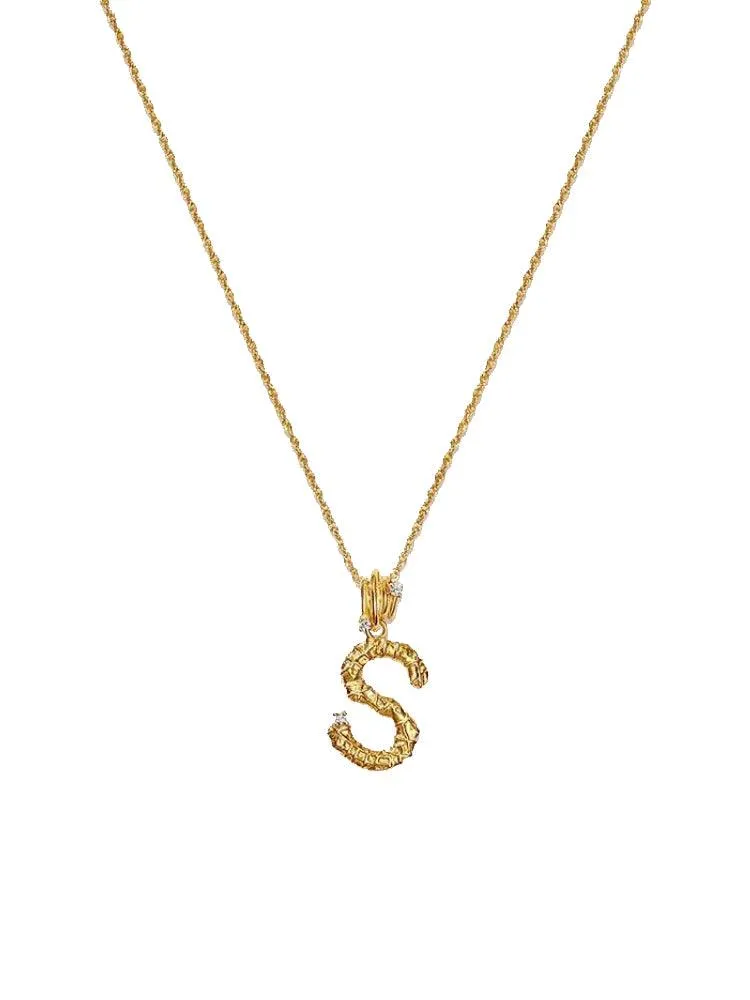 Textured Letter Necklace Style In Europe And America